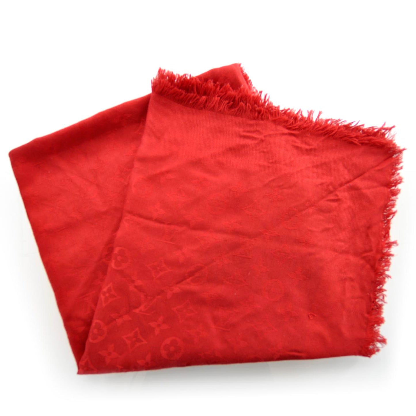Wool Silk Monogram Shawl Rouge