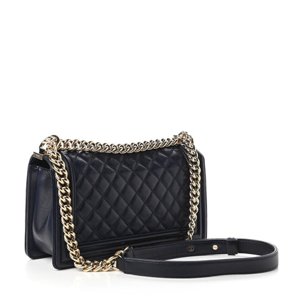 Chanel Lambskin Quilted Medium Boy Flap Dark Navy 3 of 11