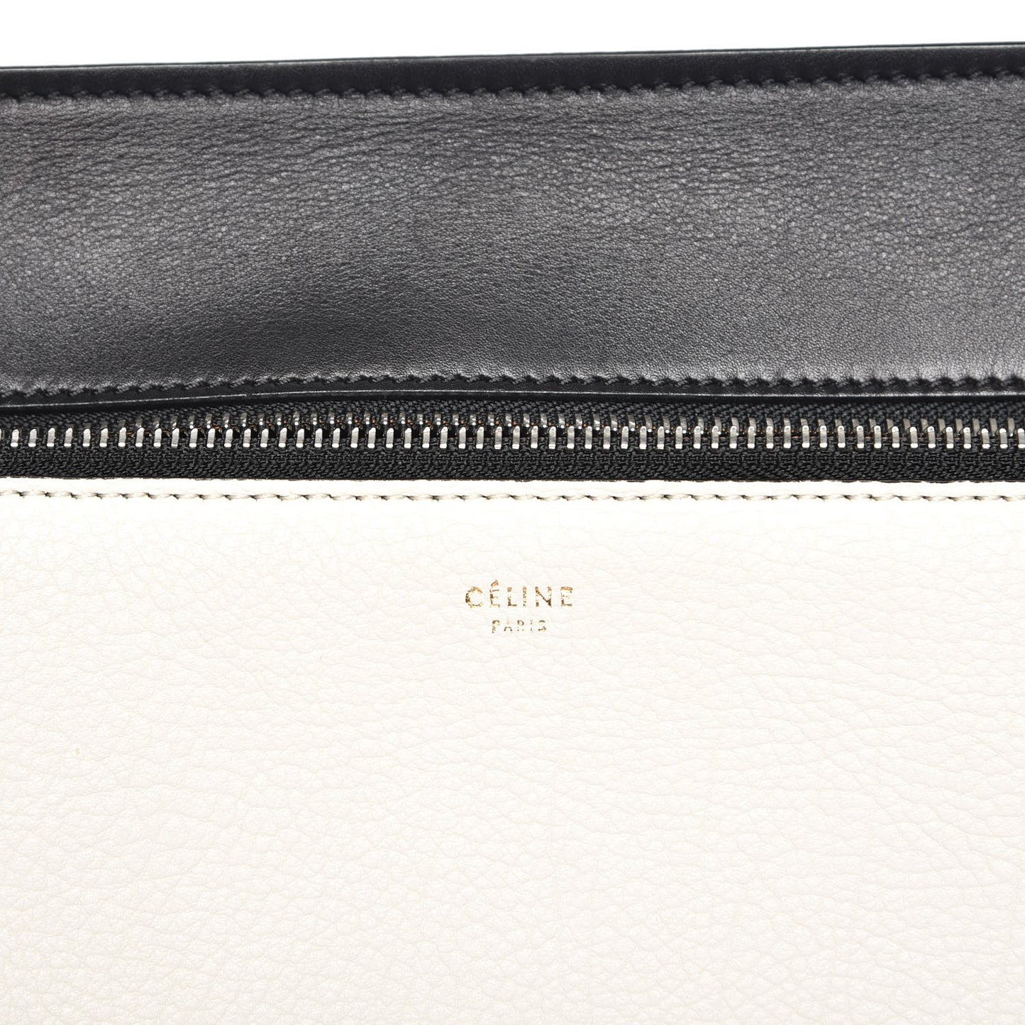Textured Calfskin Small Bi-Color Edge Shoulder Bag Black Cream