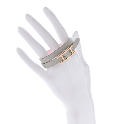Hermes Swift Behapi Double Tour Bracelet T3 Rose Sakura Gris Perle 2 of 5