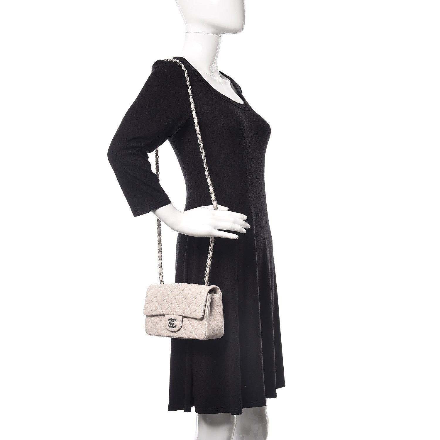 Chanel Caviar Quilted Mini Rectangular Flap Ivory 2 of 10