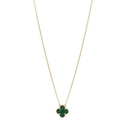 Van Cleef & Arpels 18K Yellow Gold Malachite Vintage Alhambra Pendant Necklace 1 of 4