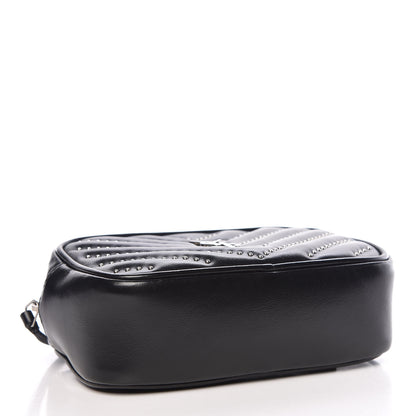 Saint Laurent Calfskin Matelasse Studded Monogram Lou Belt Bag Black 4 of 11