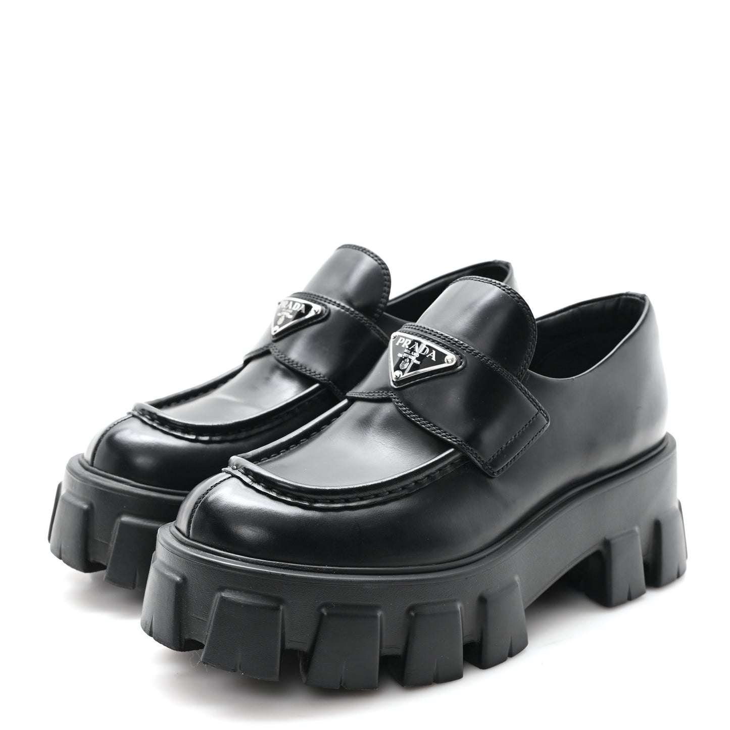 Spazzolato Rois Metal Triangle Logo Monolith 55mm Loafers 38 Black