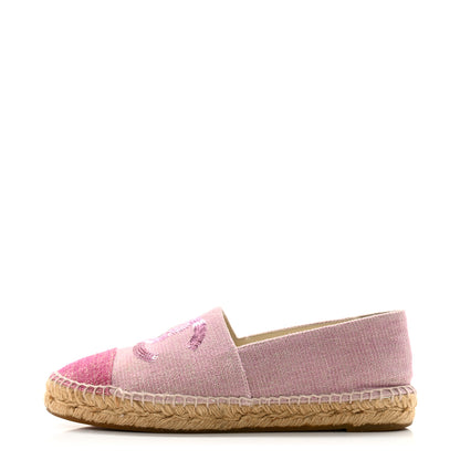 Chanel Toile Sequin CC Espadrilles 38 Pink Dark Pink 1 of 10