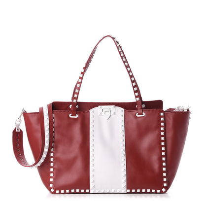 Valentino Garavani Vitello Colorblock Free Rockstud Tote Rosso Valentino White 1 of 12