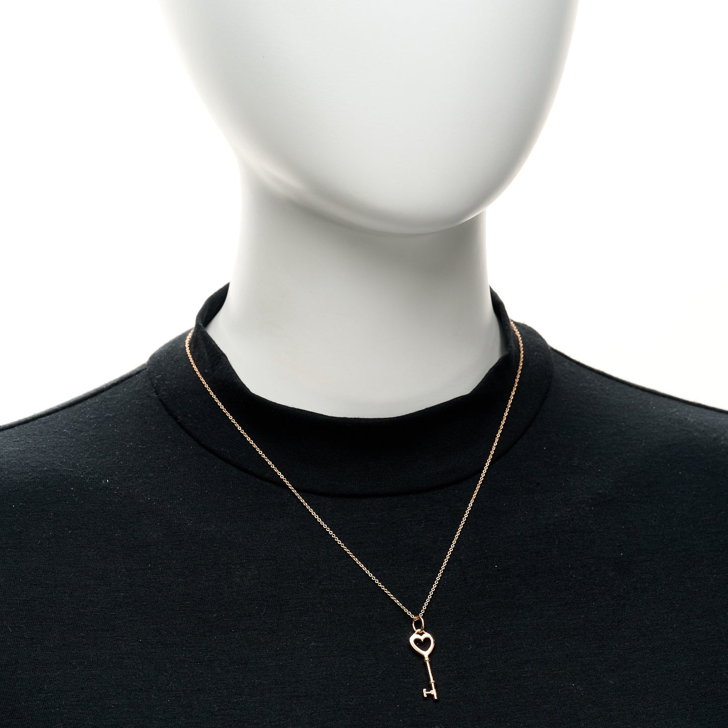 18K Rose Gold Mini Heart Key Pendant Necklace