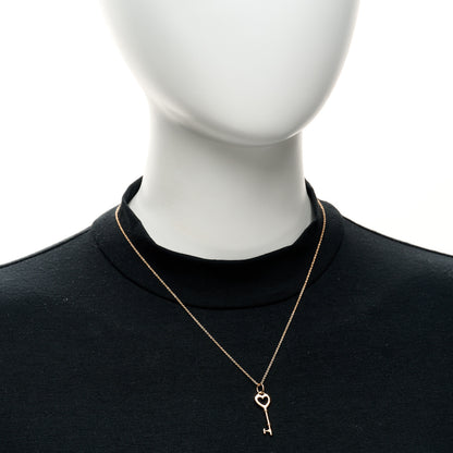 Tiffany 18K Rose Gold Mini Heart Key Pendant Necklace 2 of 6