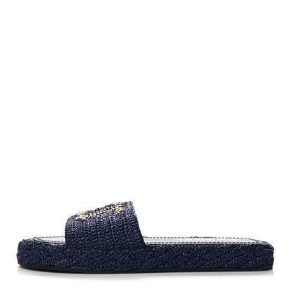 Chanel Cord CC Espadrille Slip On Sandals 41 Navy Blue 1 of 8
