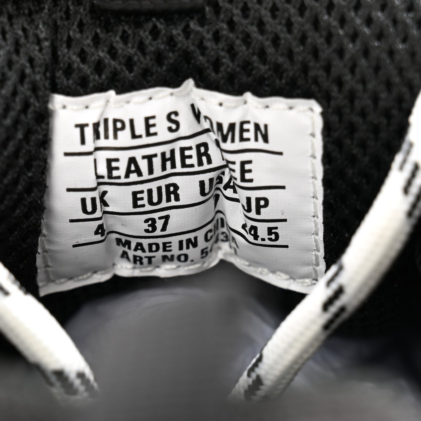 Fabric Mesh Womens Triple S Sneakers 37 Black