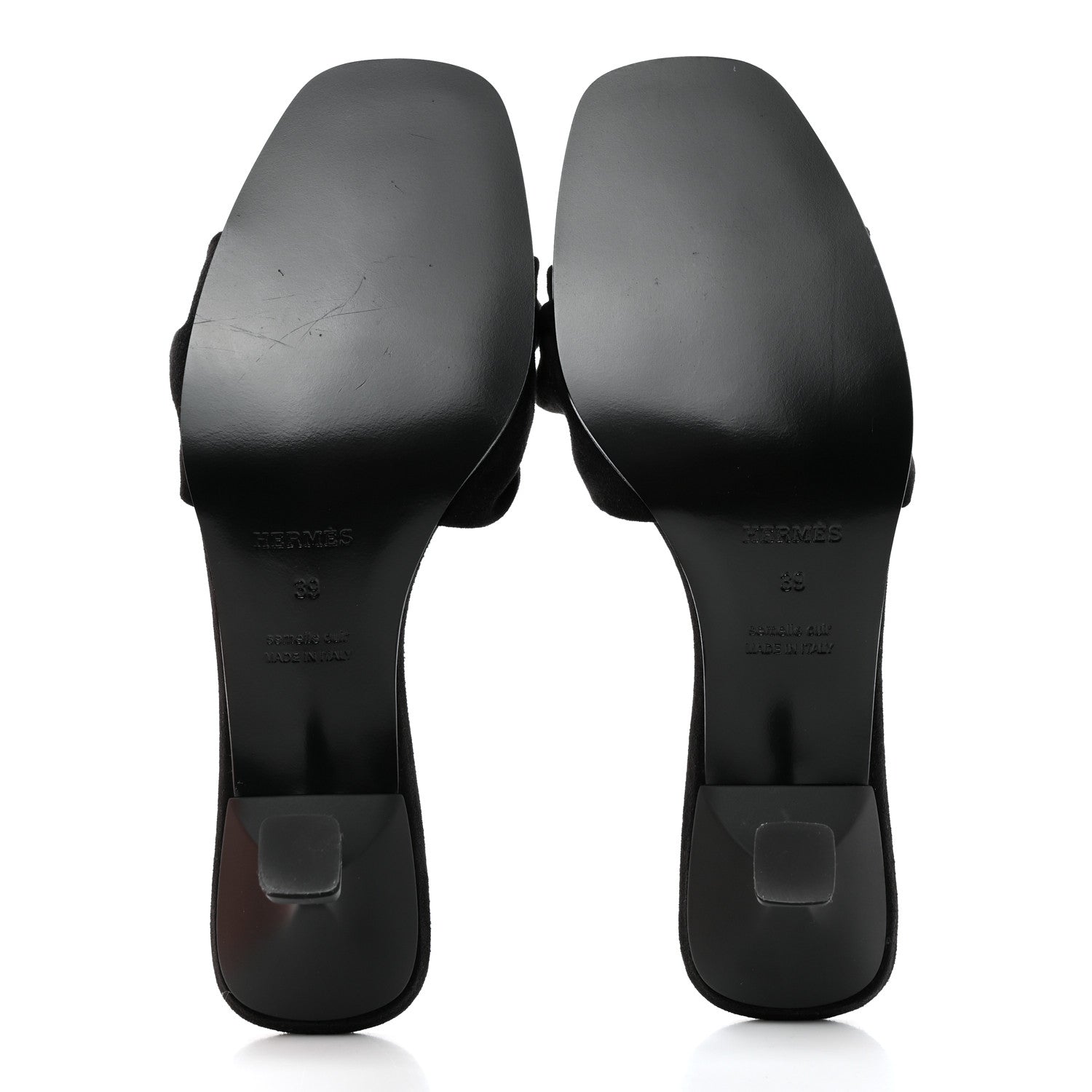 Hermes Suede Goatskin Giny 55 Sandals 39 Black 5 of 9
