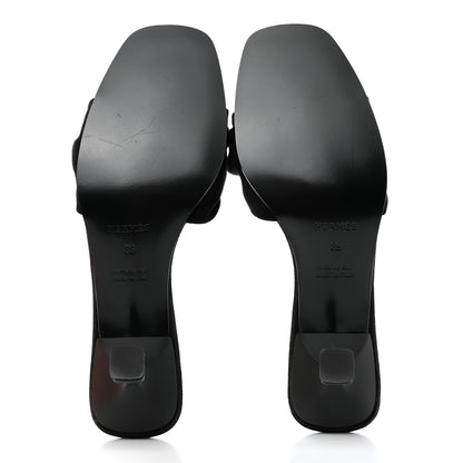 Hermes Suede Goatskin Giny 55 Sandals 39 Black 5 of 9