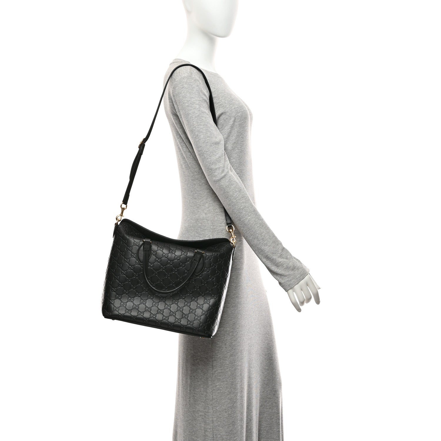 Gucci Guccissima Linea A Foldover Tote Black 2 of 13