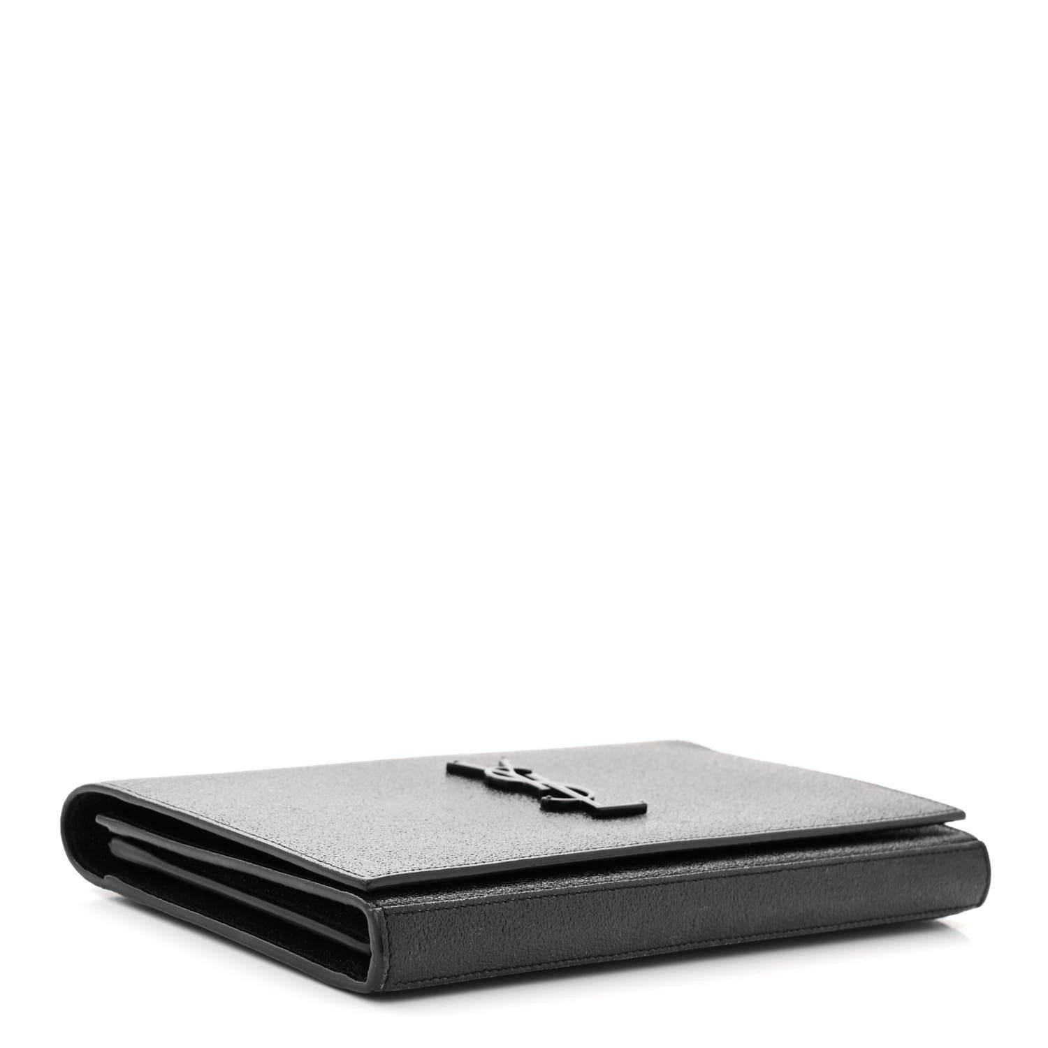 Saint Laurent Grained Metallic Calfskin Monogram Chain Wallet Black 4 of 12