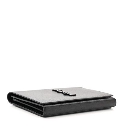 Saint Laurent Grained Metallic Calfskin Monogram Chain Wallet Black 4 of 12