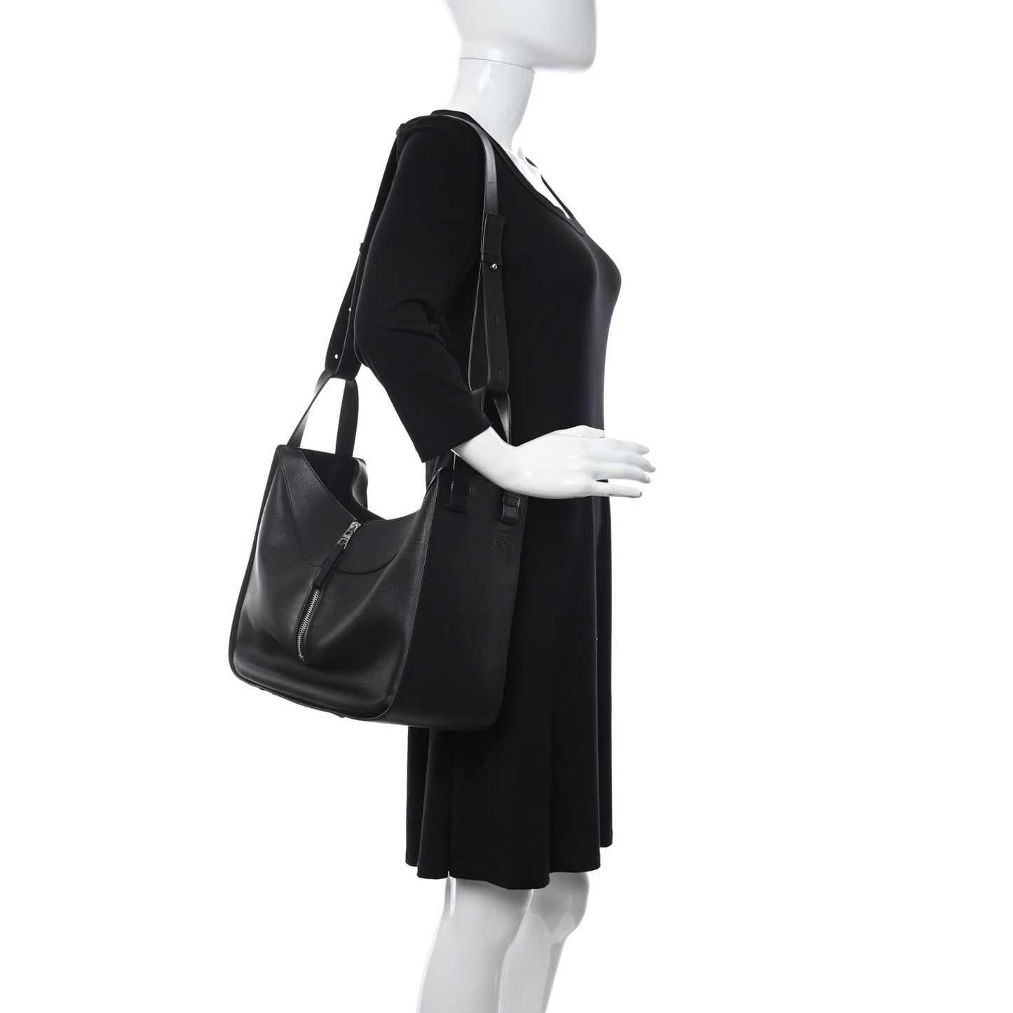 Calfskin Medium Hammock Shoulder Bag Black