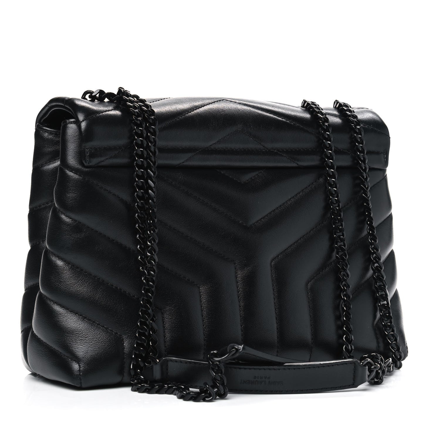 Calfskin Y Quilted Monogram Small Loulou Chain Satchel Black