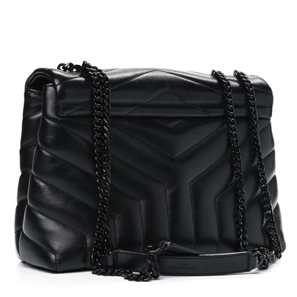 Saint Laurent Calfskin Y Quilted Monogram Small Loulou Chain Satchel Black 2 of 4