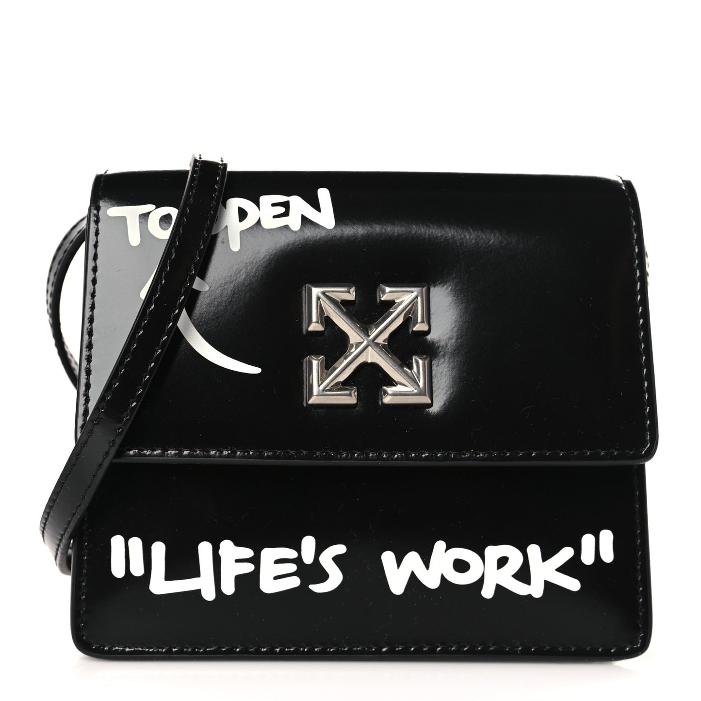 Glazed Calfskin Jitney 0.7 Not For Sale Crossbody Bag Black