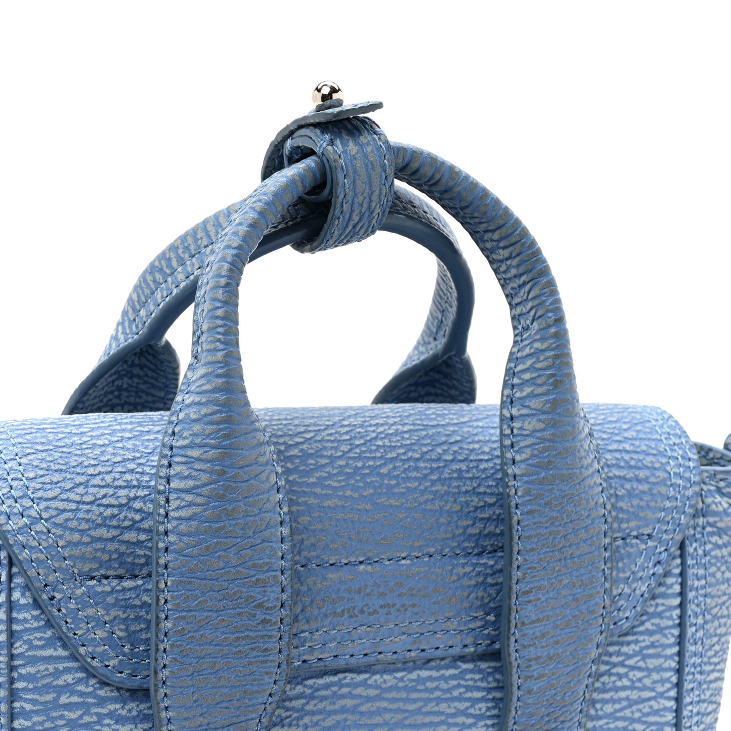 Textured Calfskin Mini Pashli Satchel Blue Ivory