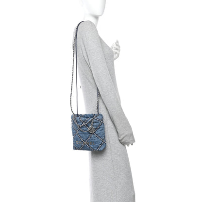 Chanel Denim Stitched Quilted Mini Chanel 22 Blue 2 of 10