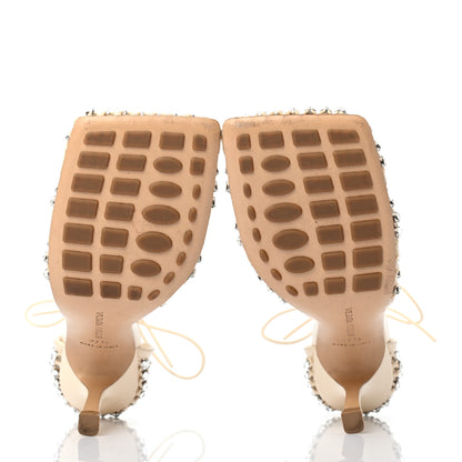 Bottega Veneta Mesh Nappa Crystal Embellished Sparkle Stretch Ankle Tie Sandals 37.5 Toile 5 of 13