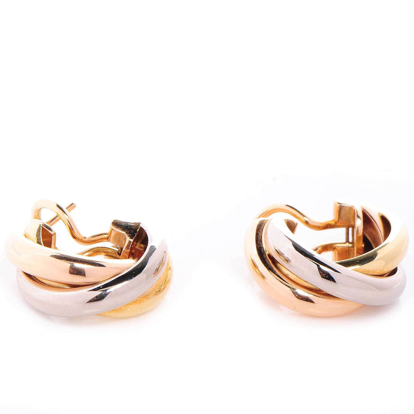 18K Pink Yellow White Gold Small Trinity Earrings