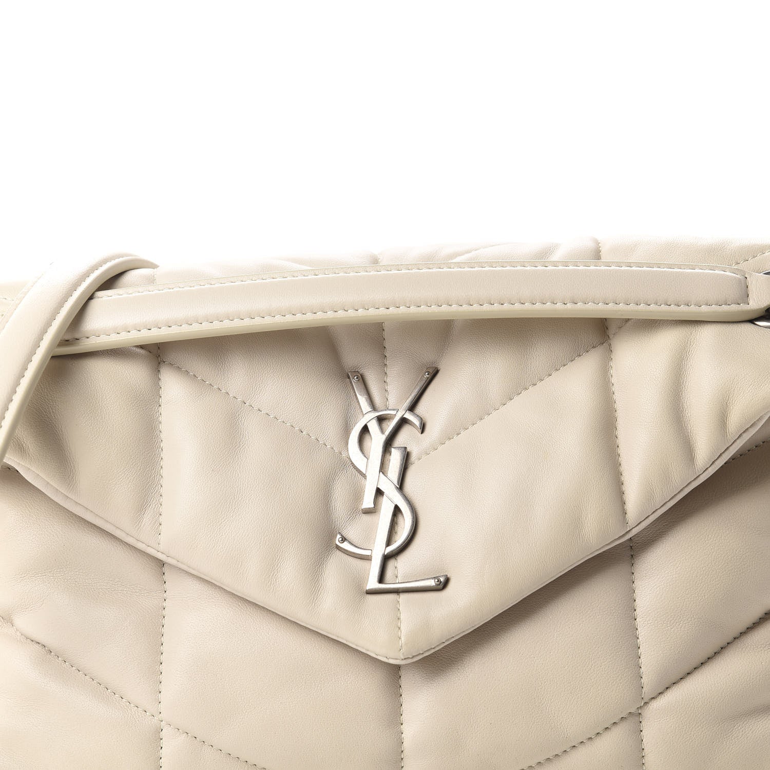 Saint Laurent Lambskin Quilted Small Loulou Puffer Monogram Chain Satchel Blanc Vintage 11 of 11