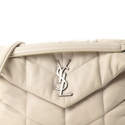 Saint Laurent Lambskin Quilted Small Loulou Puffer Monogram Chain Satchel Blanc Vintage 11 of 11