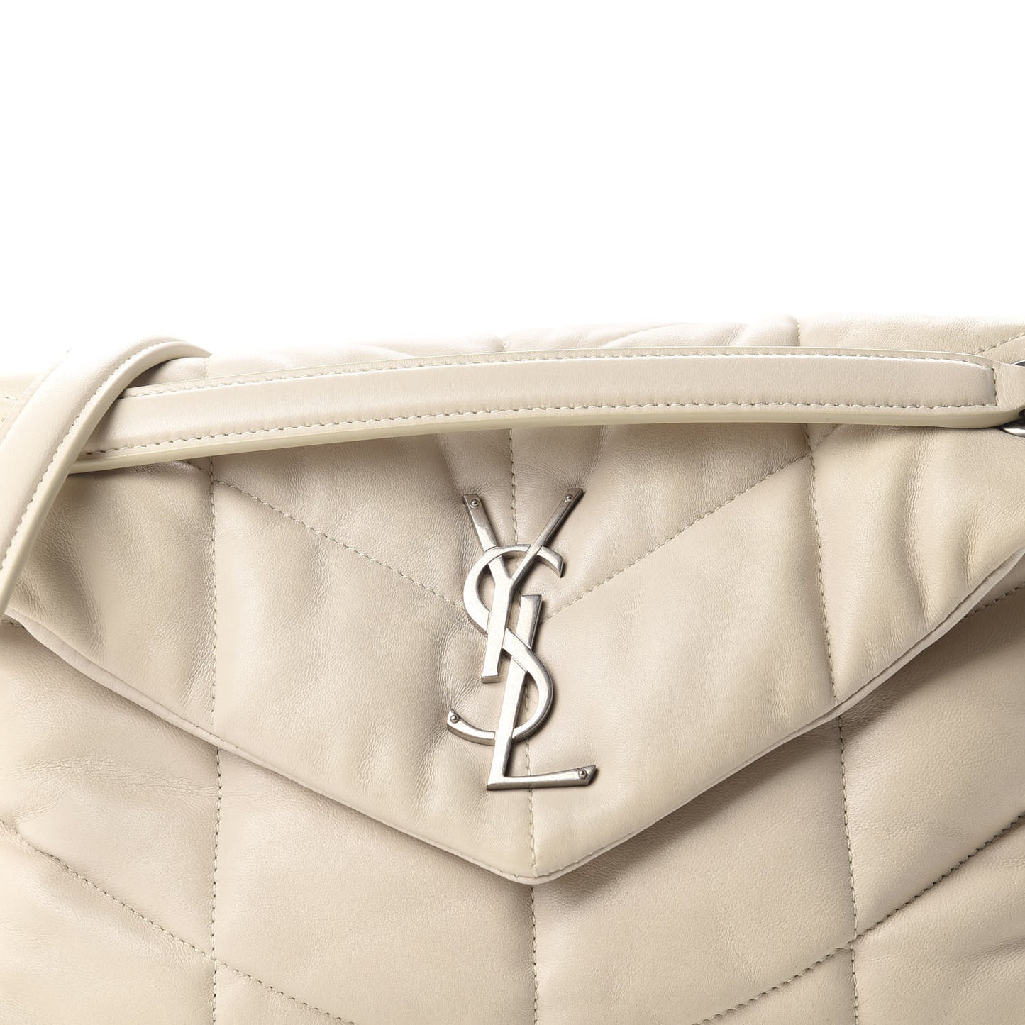 Lambskin Quilted Small Loulou Puffer Monogram Chain Satchel Blanc Vintage