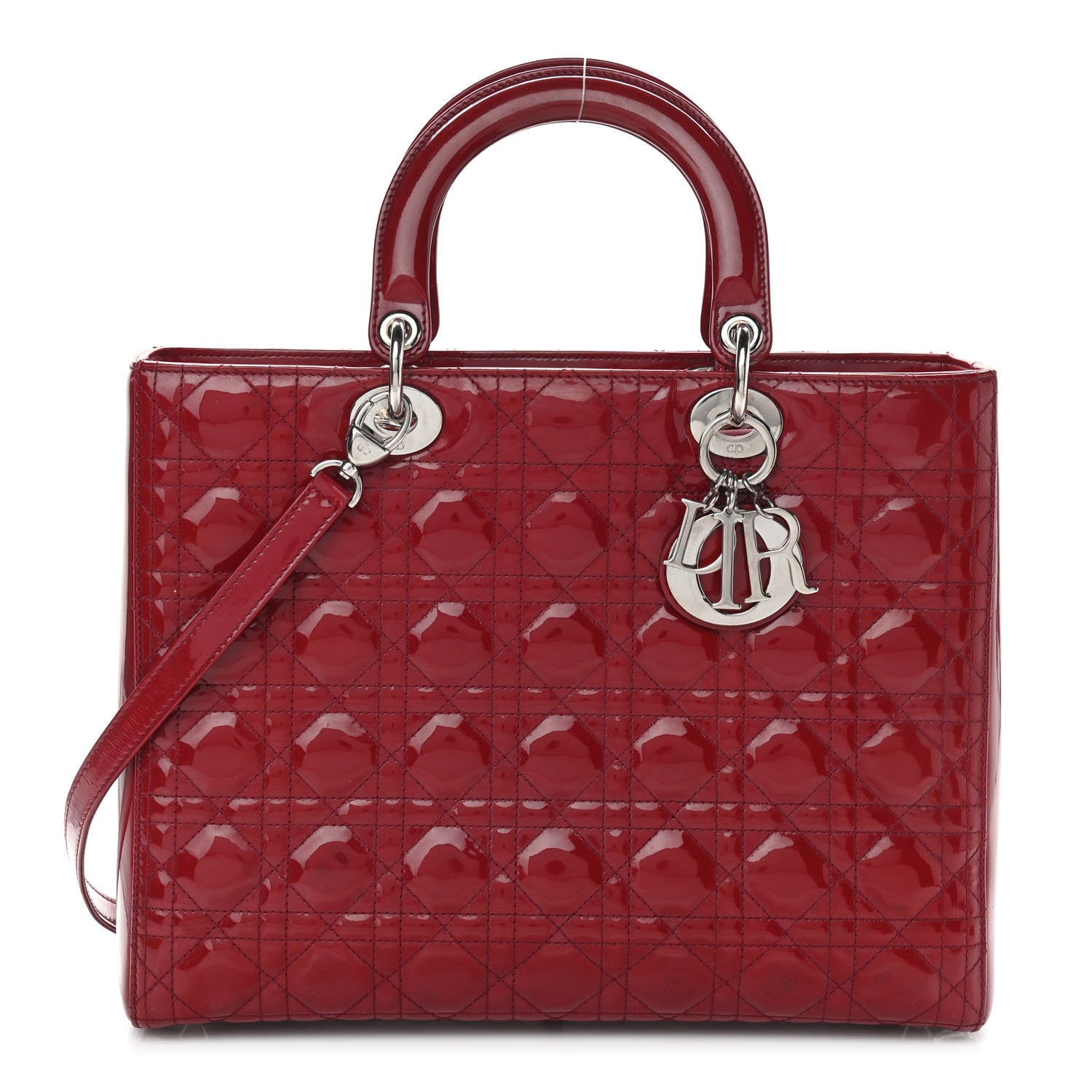 Christian Dior Patent Cannage Large Lady Dior Red 1 of 10