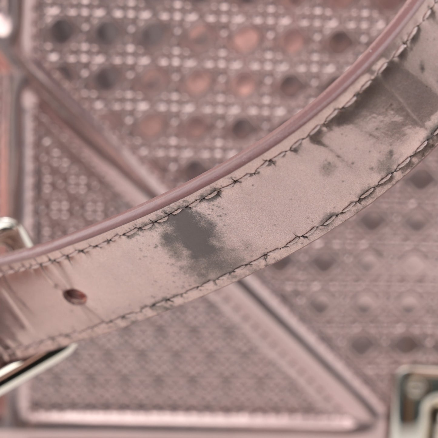 Metallic Patent Micro-Cannage Medium Diorama Flap Bag Pink