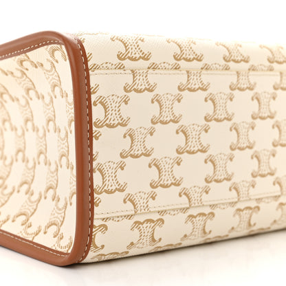 Celine Triomphe Canvas Calfskin Mini Horizontal Cabas White 10 of 10