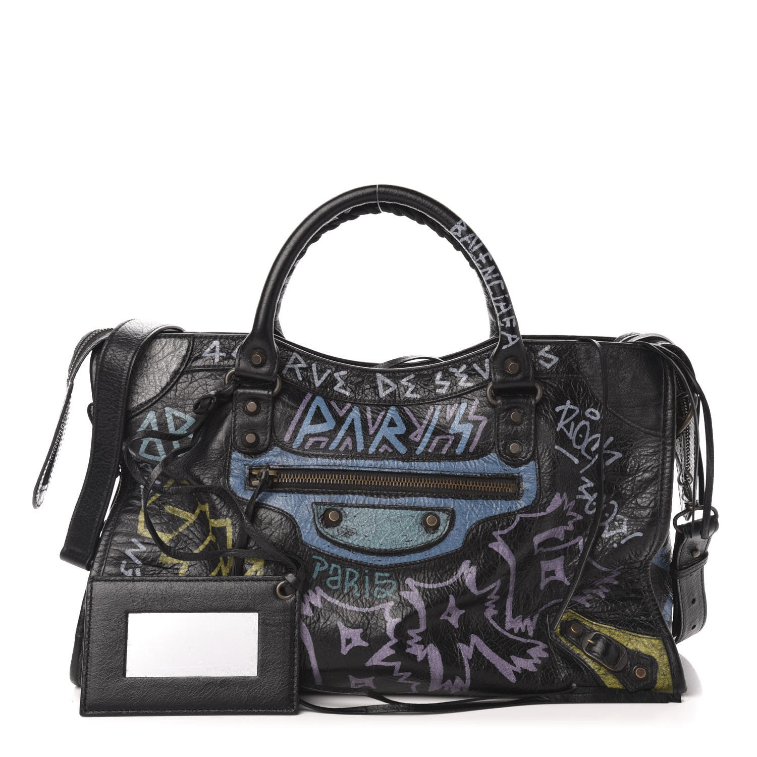 Balenciaga Agneau Graffiti All Over Classic Hardware City Black Multicolor 1 of 14