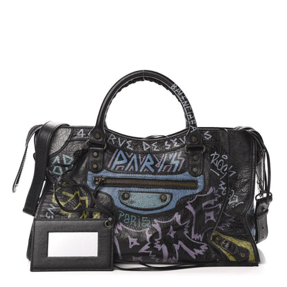 Balenciaga Agneau Graffiti All Over Classic Hardware City Black Multicolor 1 of 14