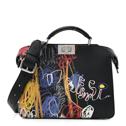 Fendi X NOEL FIELDING Cuoio Romano Painted Mini Peekaboo I SEE U Satchel Black Multicolor 1 of 17