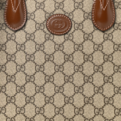 Gucci GG Supreme Monogram Azalea Calfskin Small Retro Interlocking G Tote Bag Beige Ebony Brown Sugar 8 of 11