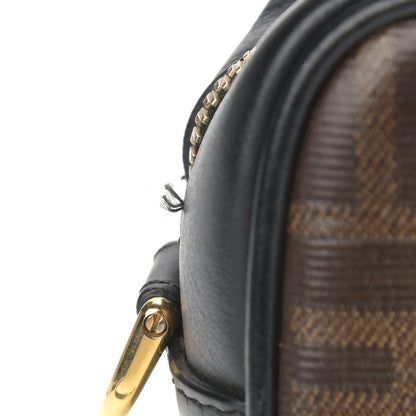 Fendi Glazed Fabric Vitello Century FF 1974 Stamp Patch Mini Camera Case Mogano Panna Black 10 of 11