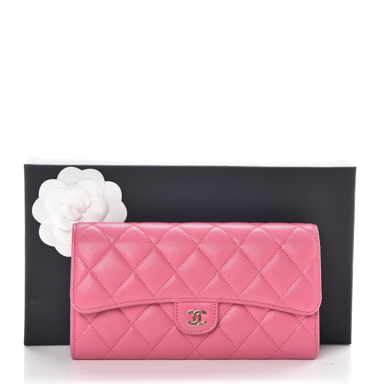 Chanel Caviar Quilted Large Gusset Flap Wallet Pink 11 of 11