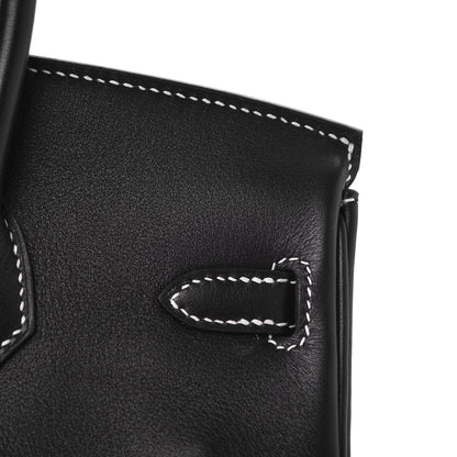 Hermes Swift Horseshoe Birkin 25 Black White 33 of 35