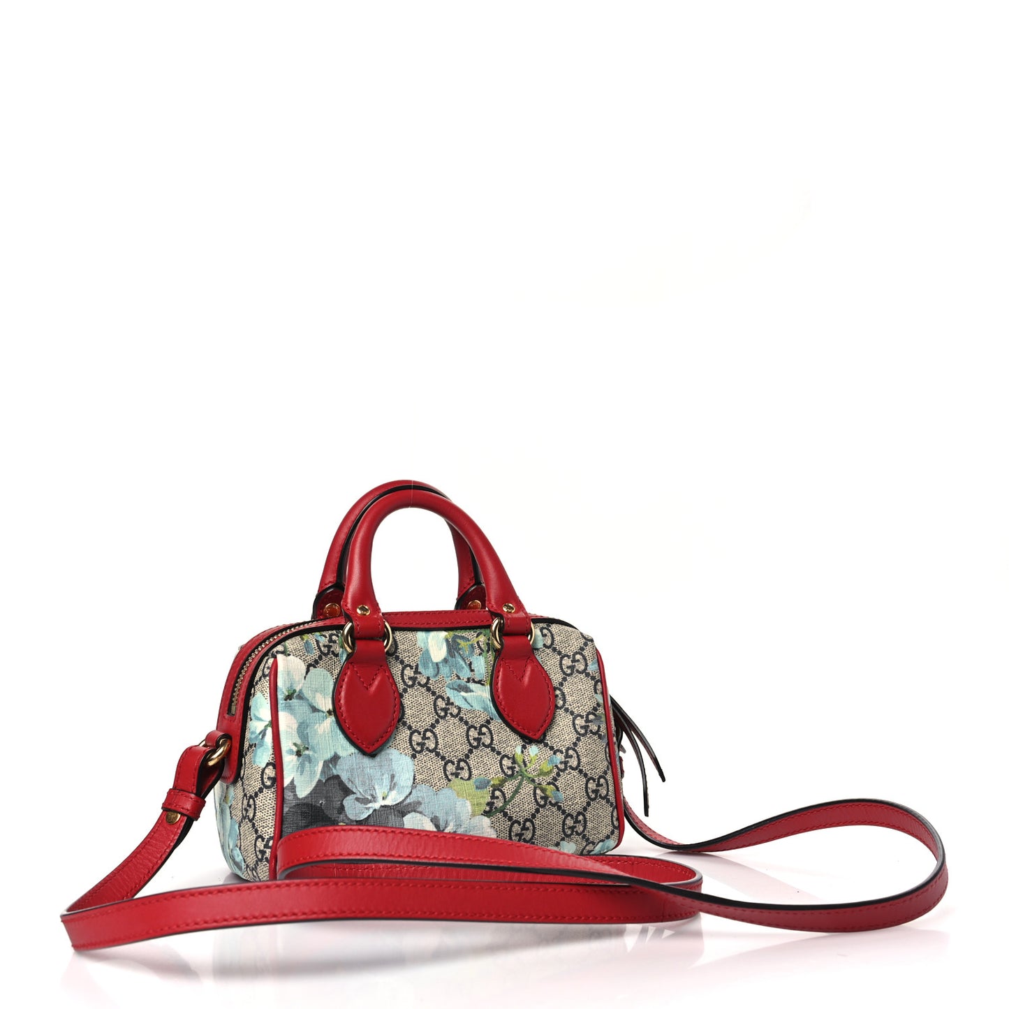 GG Supreme Monogram Blooms Mini Boston Navy Blue Hibiscus