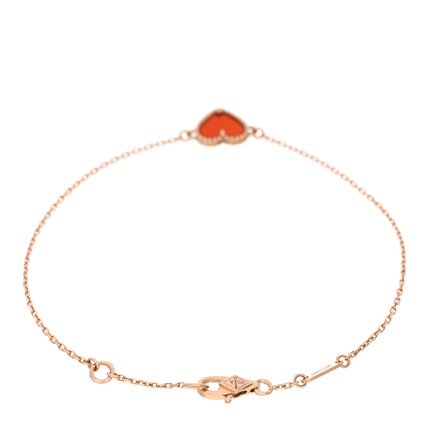 Van Cleef & Arpels 18K Rose Gold Carnelian Sweet Alhambra Heart Bracelet 2 of 4