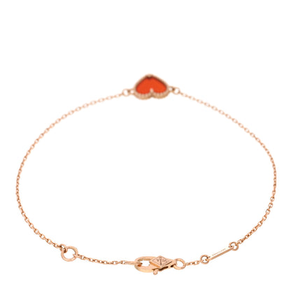 Van Cleef & Arpels 18K Rose Gold Carnelian Sweet Alhambra Heart Bracelet 2 of 4