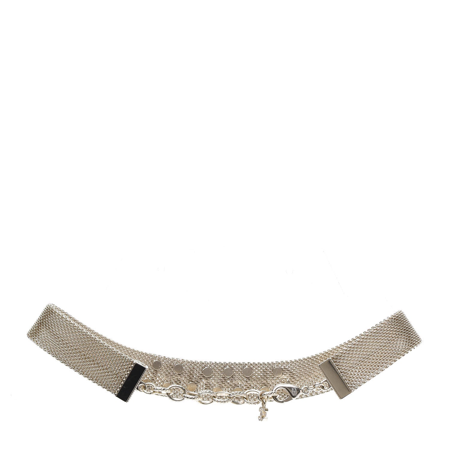 Chanel Mesh Ribbon Choker Necklace Gold 4 of 10