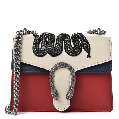 Gucci Calfskin Crystal Snake Embroidered Mini Dionysus Shoulder Bag Mystic White Hibiscus Red Blue Agata 1 of 9