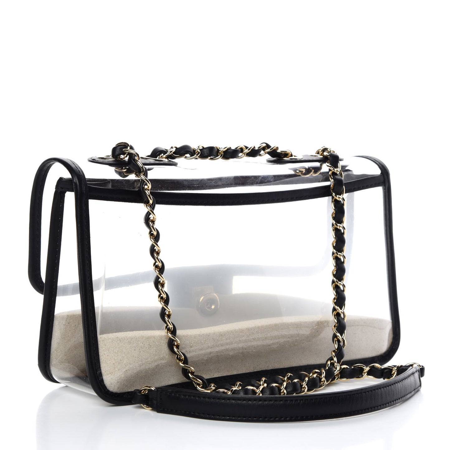 Lambskin PVC Medium Coco Sand Flap Black