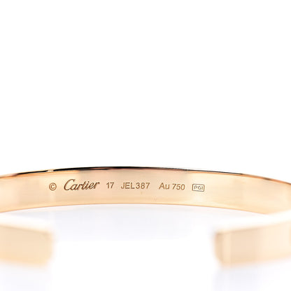 Cartier 18K Yellow Gold LOVE Cuff Bracelet 17 5 of 6