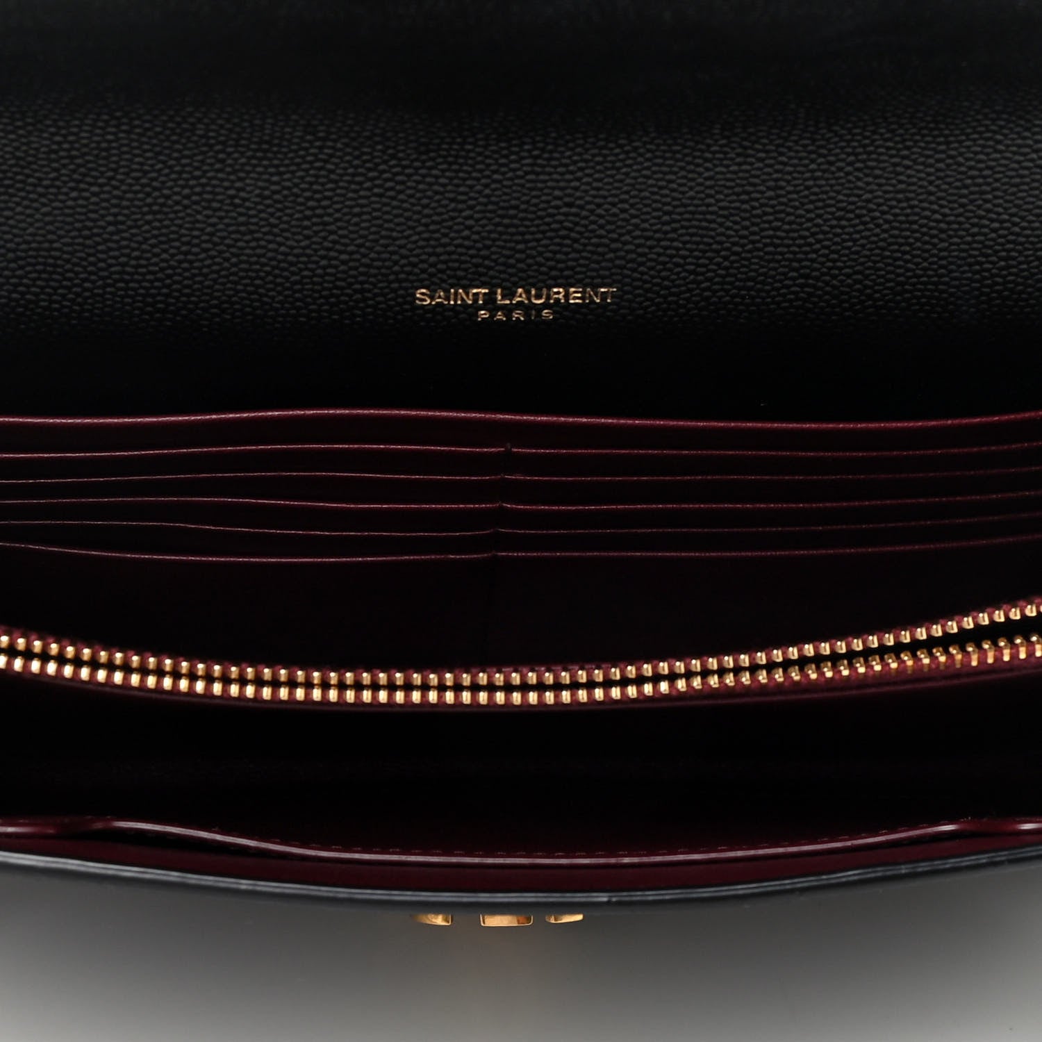 Saint Laurent Grain De Poudre Monogram Cassandra Chain Wallet Black Rouge Legion 5 of 8