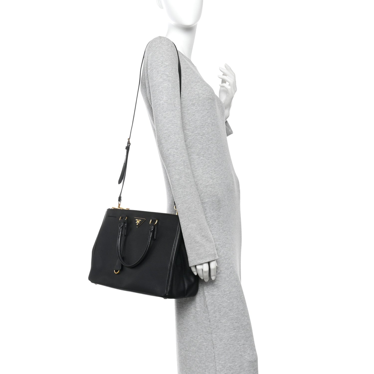 Prada Saffiano Medium Galleria Double Zip Tote Black 2 of 9