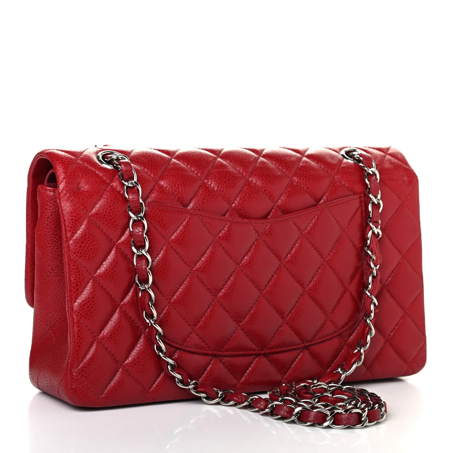 Caviar Quilted Medium Double Flap Red
